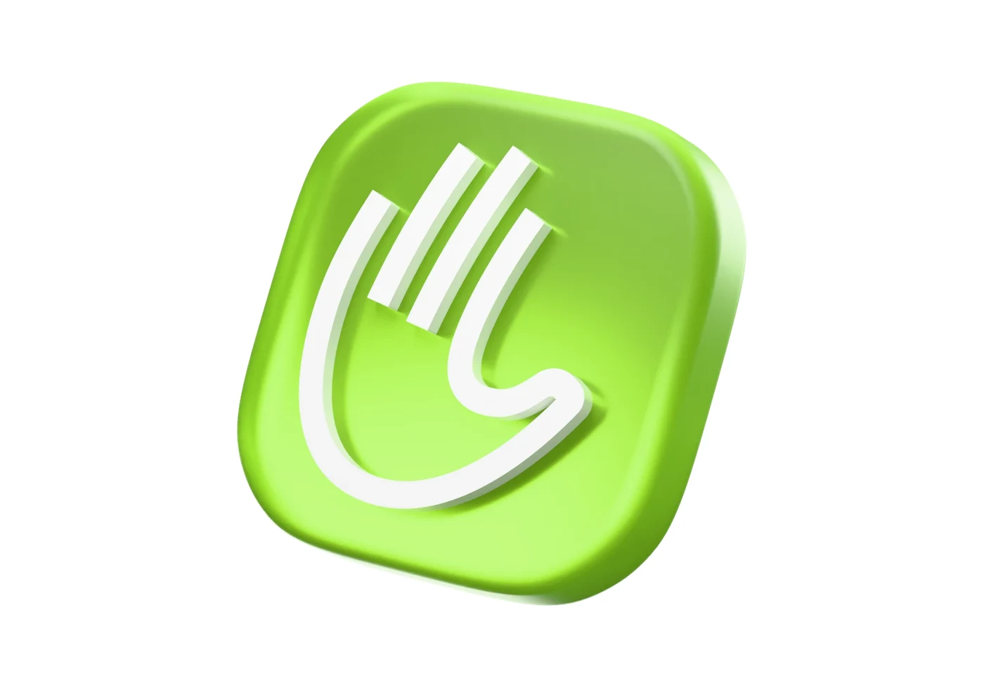 The Lansy icon: lime frosted glass with a porcelain palm